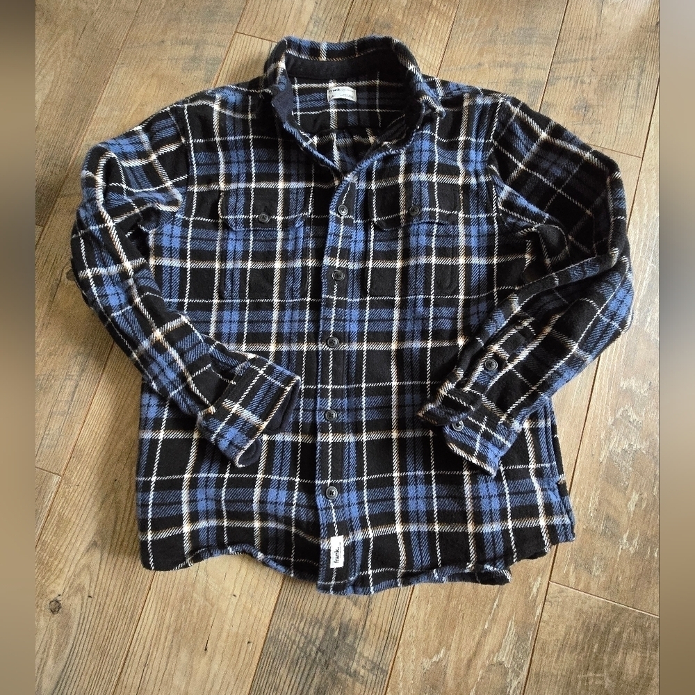 FRANK By FRANK & OAK NEW Men's Blue & Black Plaid Large Cotton Shacket 1645057